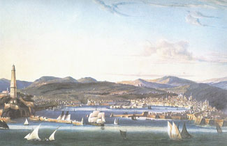 Genova, acquatinta di Ambroise Luois Garneray, ca. 1810