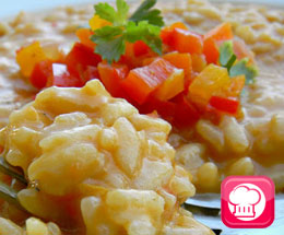 Regional Food Specialty: Risotto Con Crema Di Peperoni E Fiocco Di None – Piemonte