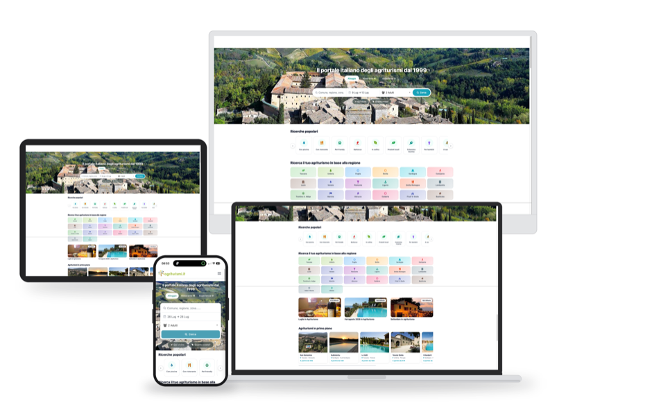 Il portale Agriturismi.it su computer, tablet e smartphone